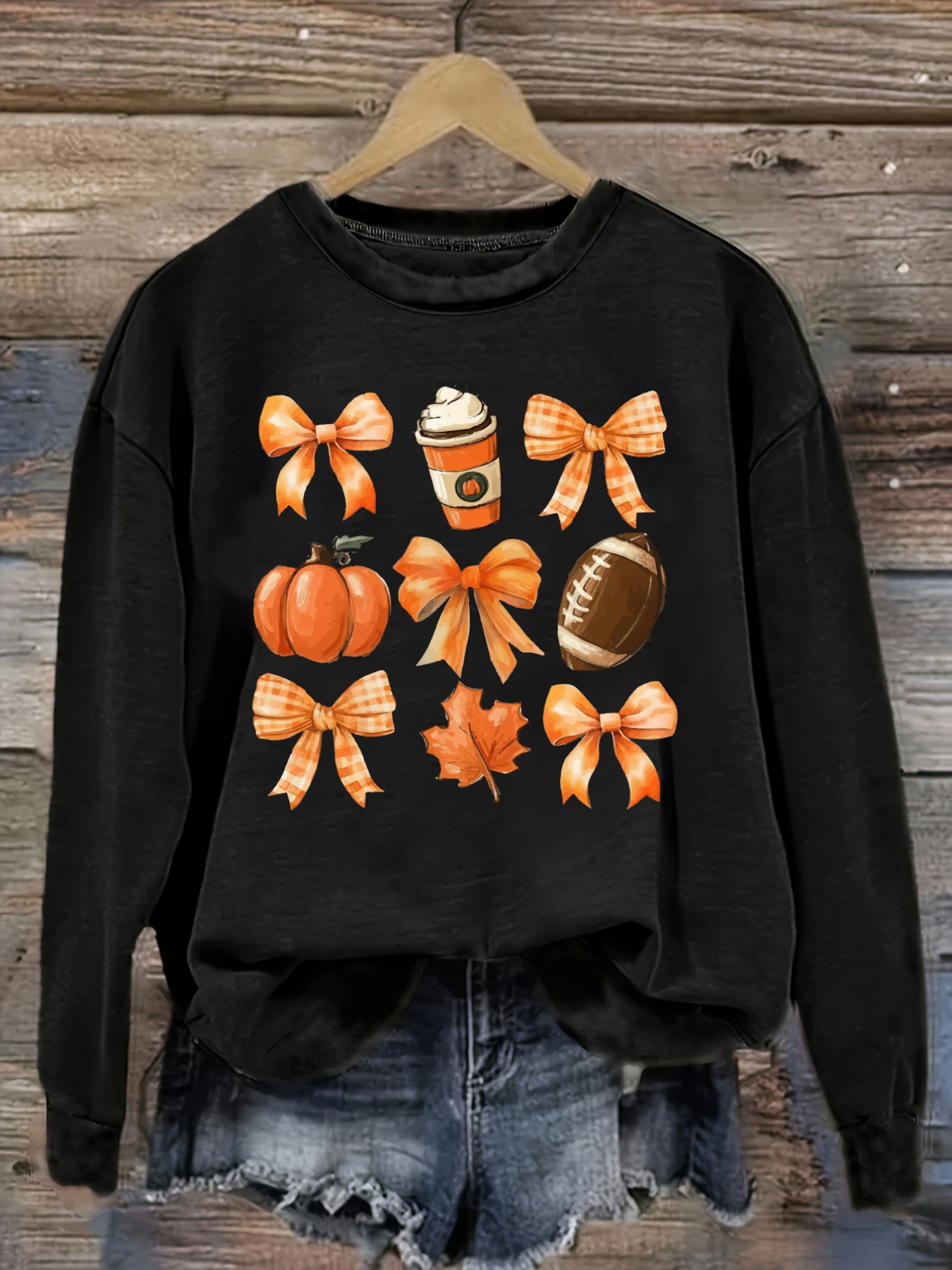 Winter Clothing Outfits - 여성용 캐주얼 긴소매 크루넥 티셔츠, 펌킨