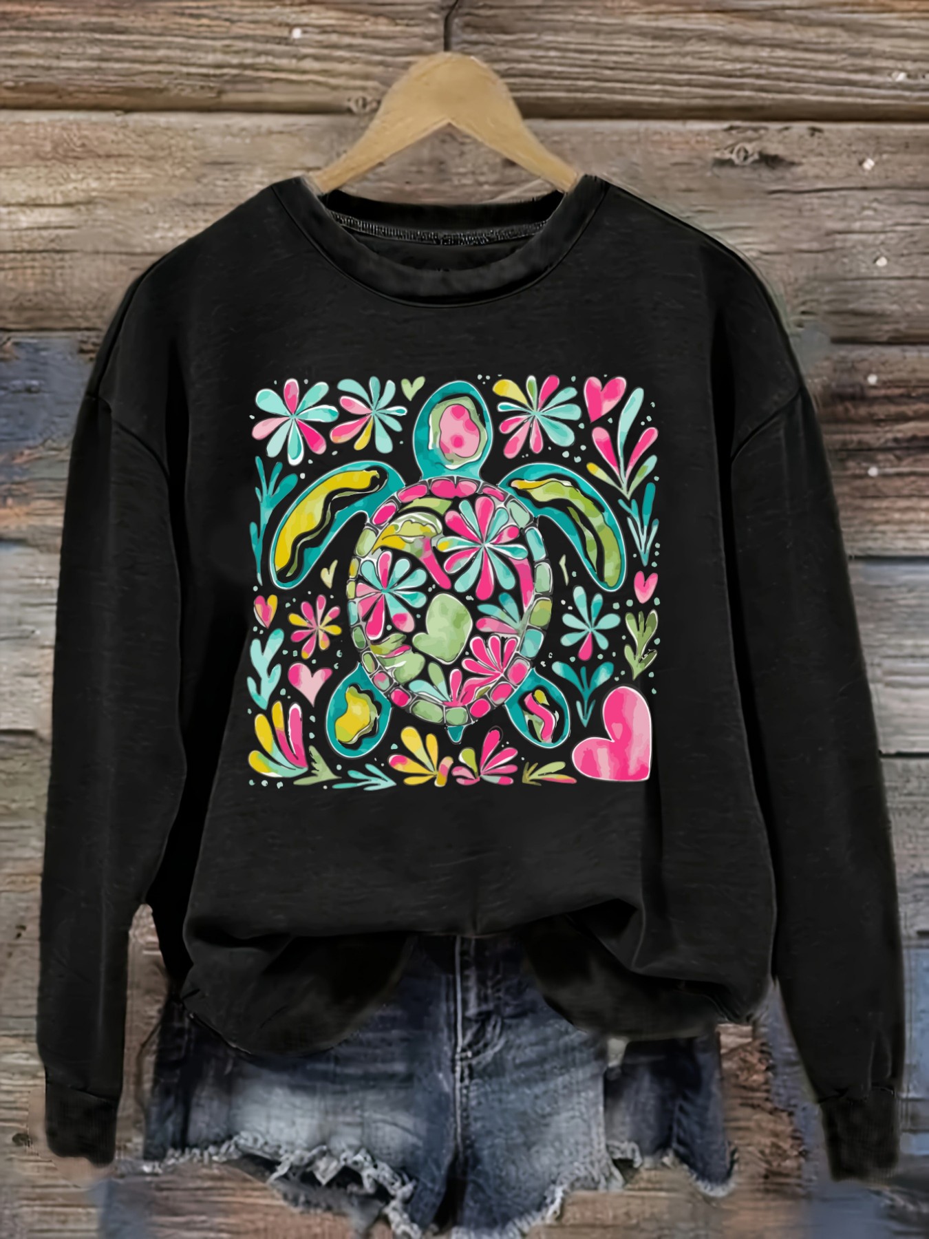 Winter Clothing Color - 여성용 캐주얼 긴소매 크루넥 티셔츠, 화려한