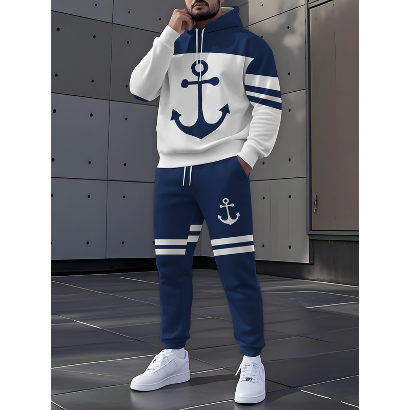 Winter Clothing Color - 남성용 캐주얼 스포츠웨어 세트는 후드 스웨트셔츠와