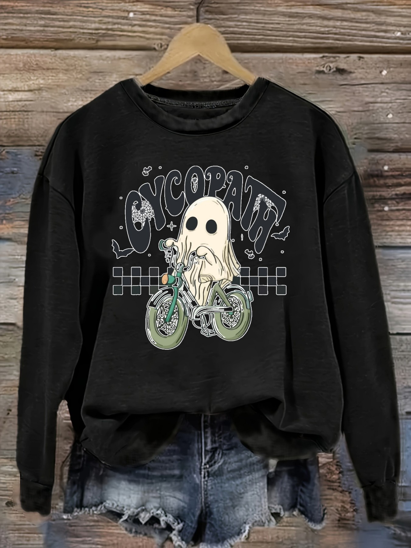 Winter Clothing Outfits - 여성 캐주얼 긴소매 크루넥 티셔츠, 유령이