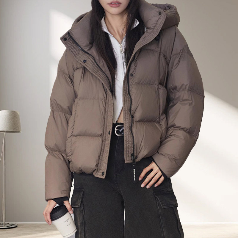 Puffer Jacket Women Down - 여성용 짧은 흰색 오리털 재킷 겨울