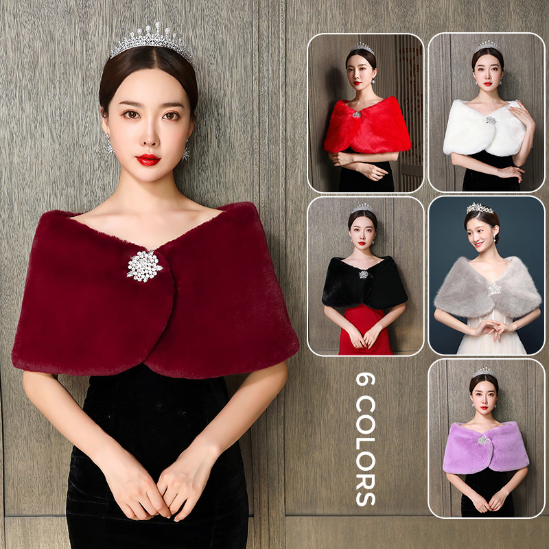 Winter Clothing Essentials - 여성 신부 목도리 웨딩 케이프 가짜