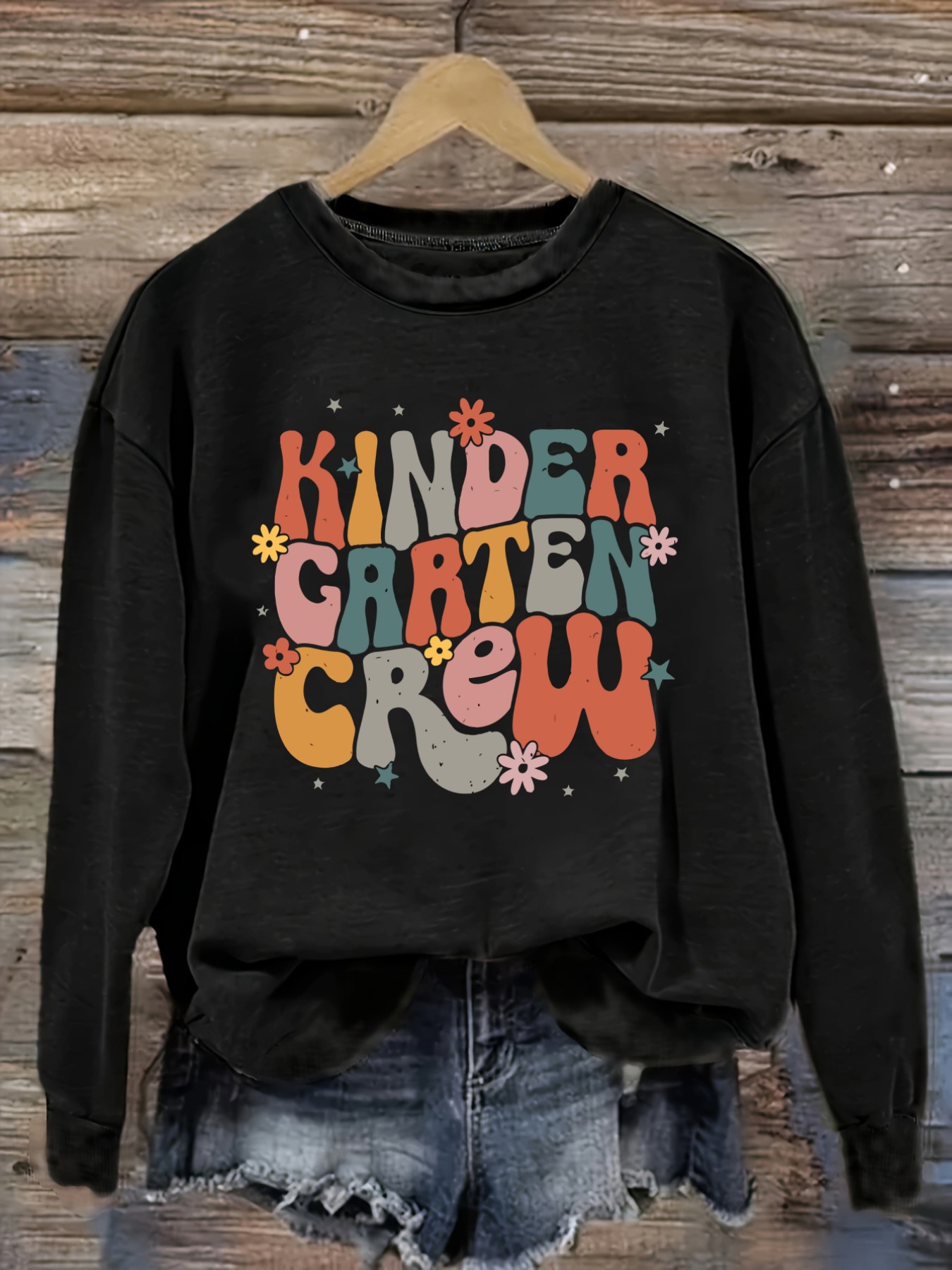 Winter Clothing Kindergarten - 여성 캐주얼 긴소매 크루넥 티셔츠, 유치원