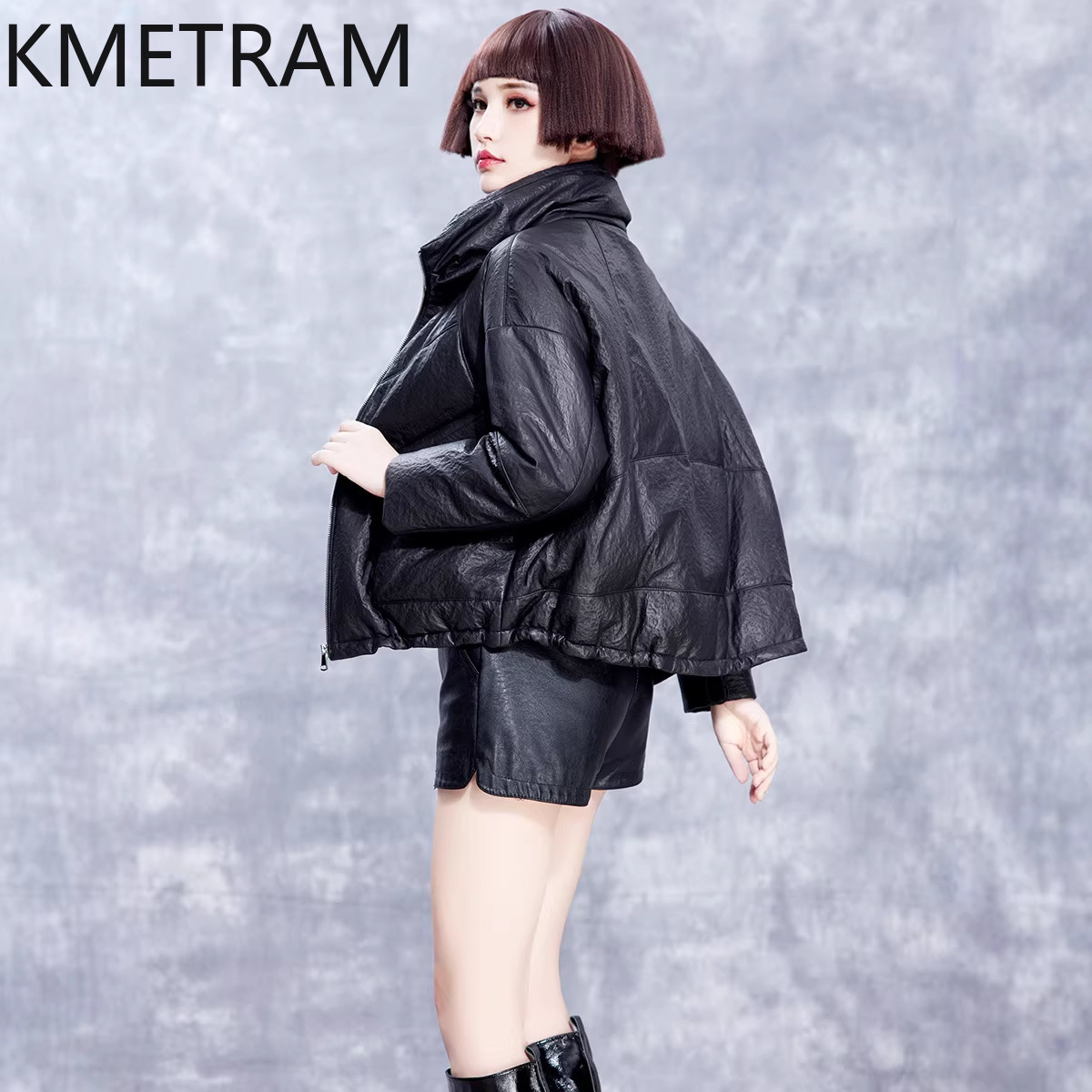 KMETRAM 리얼 양가죽 가죽 다운 재킷 여성 스탠드 - Puffer Jacket Women Down 리뷰 및 가격