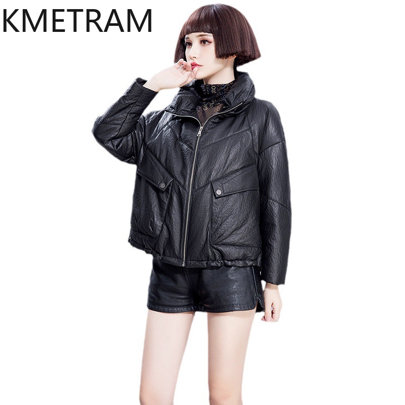 KMETRAM 리얼 양가죽 가죽 다운 재킷 여성 스탠드 - Puffer Jacket Women Down 리뷰 및 가격