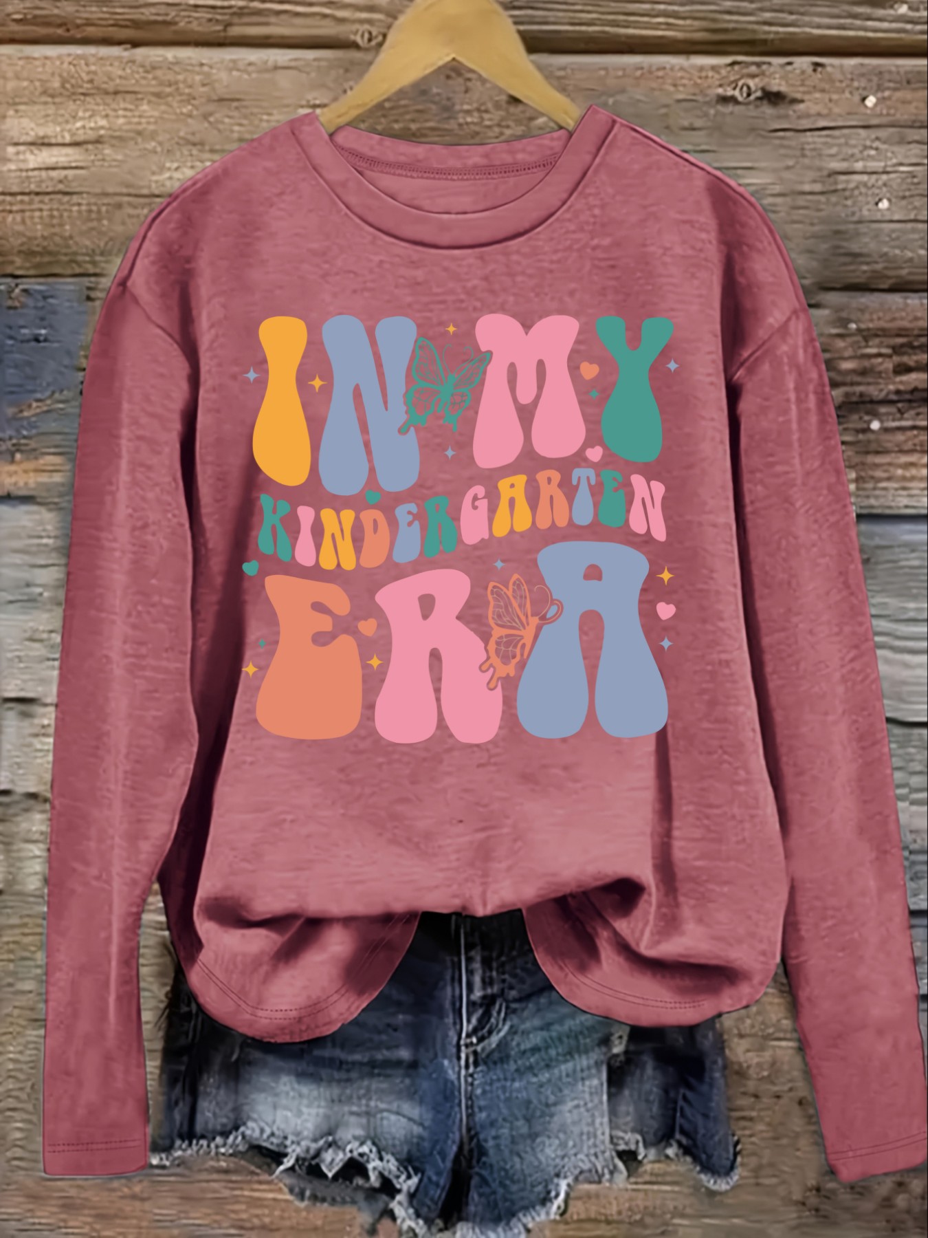 여성 캐주얼 긴소매 크루넥 티셔츠, 유치원 시절 디자인 - Winter Clothing Kindergarten 리뷰 및 가격