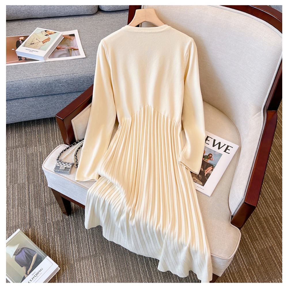 캐주얼 엘레강스 브이넥 버튼 니트 스플라이스드 가을 드 - Winter Clothing For Plus Size Women 리뷰 및 가격