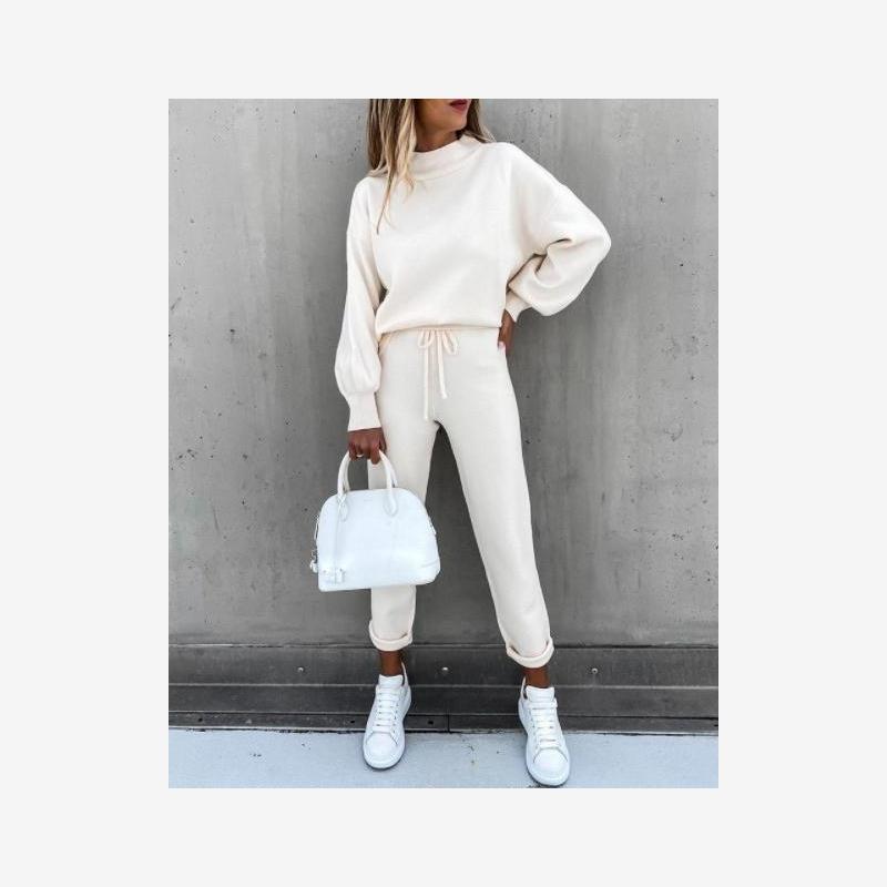 두꺼운 캐주얼 하이 칼라 티셔츠 세트, 단색 투피스 여 - Winter Clothing Color 리뷰 및 가격