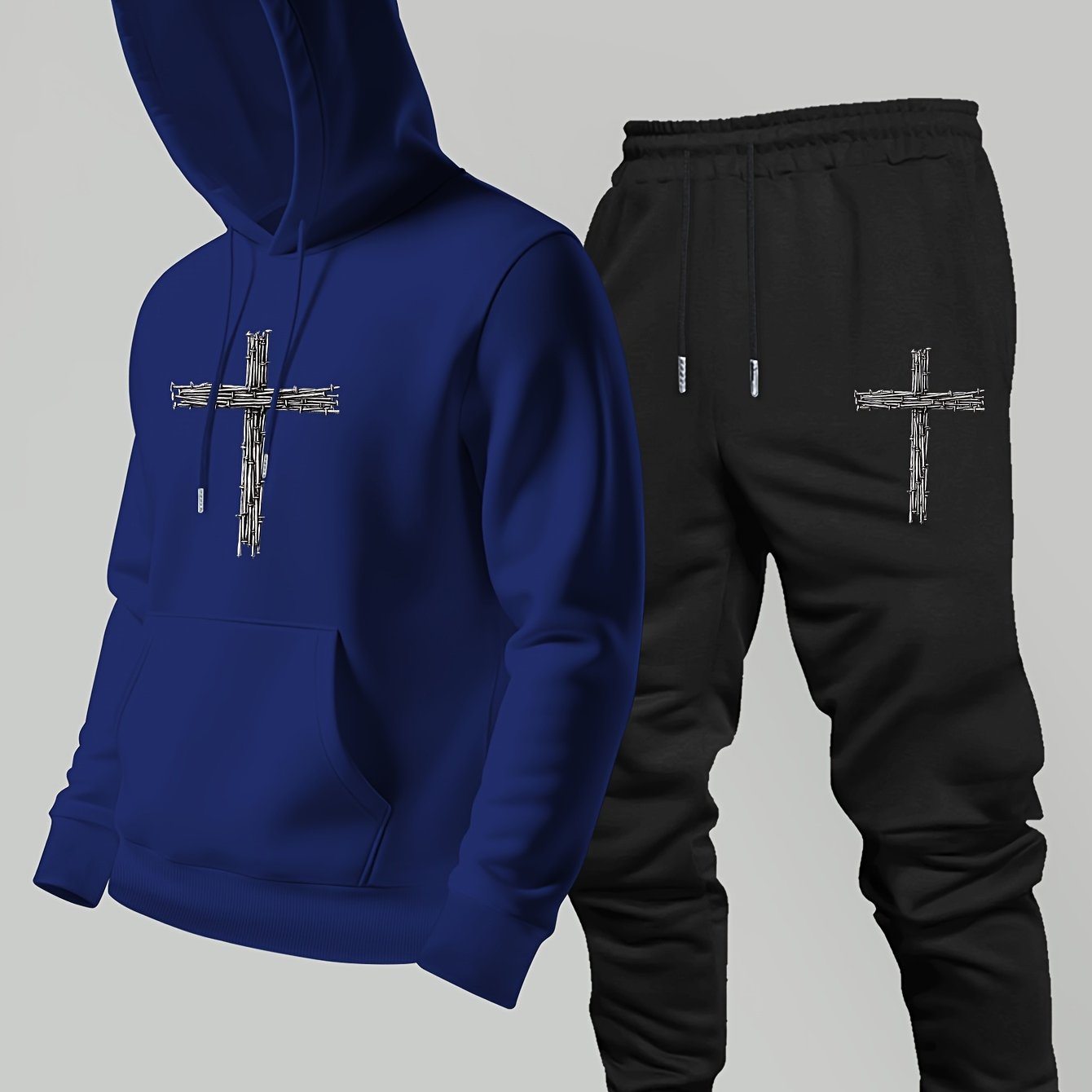 트렌디한 프린트 크로스 로고가 있는 후드 스웨트셔츠와  - Winter Clothing Logos 리뷰 및 가격