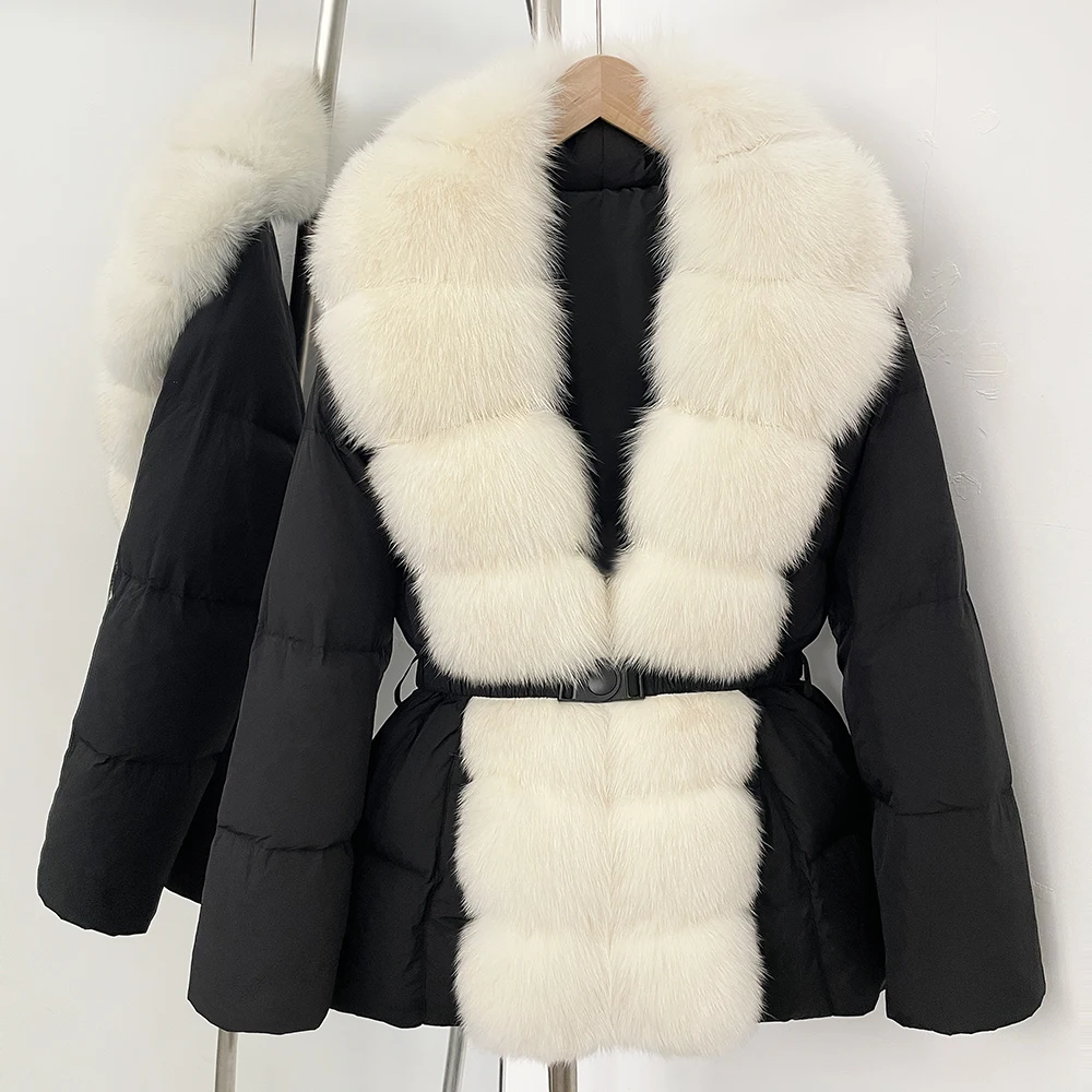 화이트 덕 다운 코트 럭셔리 천연 폭스 퍼 칼라 다운  - Puffer Jacket Women Down 리뷰 및 가격