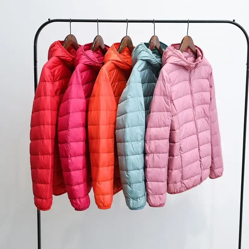 8XL 저렴한 울트라 라이트 다운 겨울 따뜻한 후드 깃 - Puffer Jacket Women Down 리뷰 및 가격